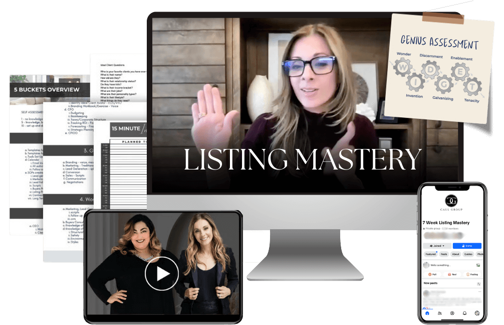 7-Week Listing Mastery course interface shown on a laptop and tablet